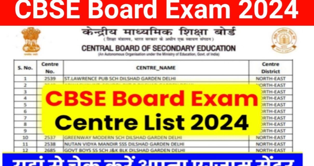 CBSE Board Exam Center List 2024