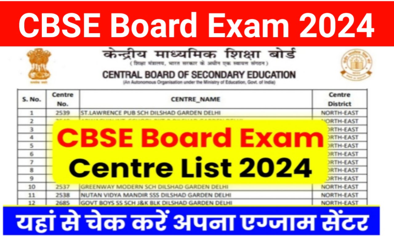 CBSE Board Exam Center List 2024