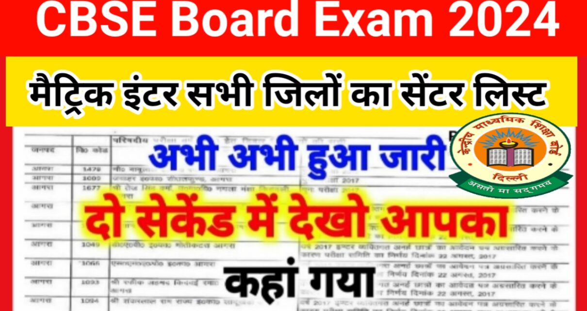 CBSE Class 10th 12th Exam Center List 2024 Out