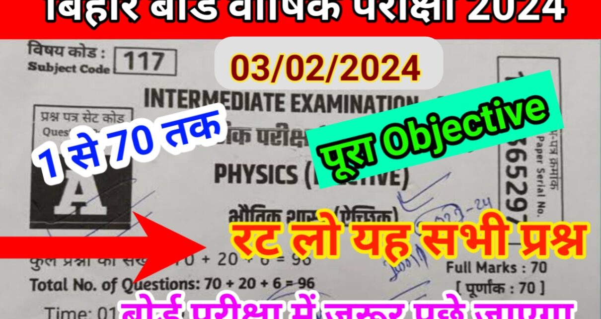 Bihar Board Inter exam 2024 Physics Viral Question